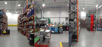 Class I, Division 2 high bay LED fixtures for hazardous location warehouse lighting.