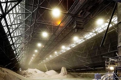A sulphate storage and processing building in Alberta need to upgrade its lighting. The operators wanted better visibility to improve worker safety.